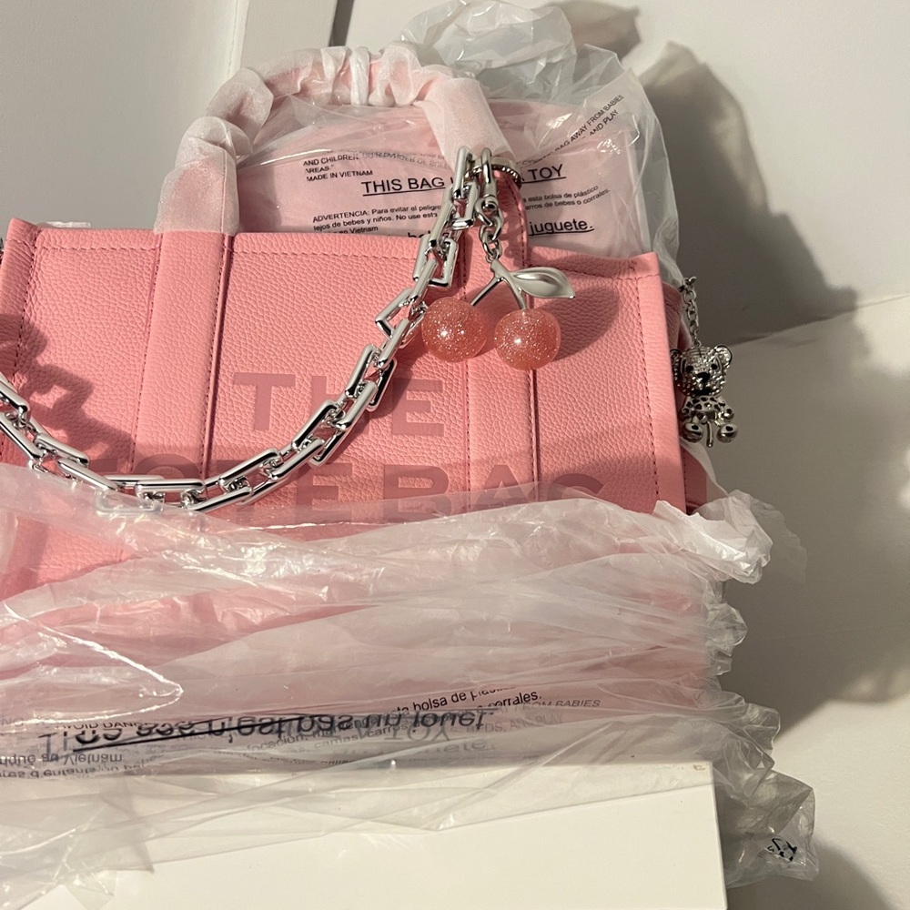 Marc Jacobs Pink Tote with Silver Chain